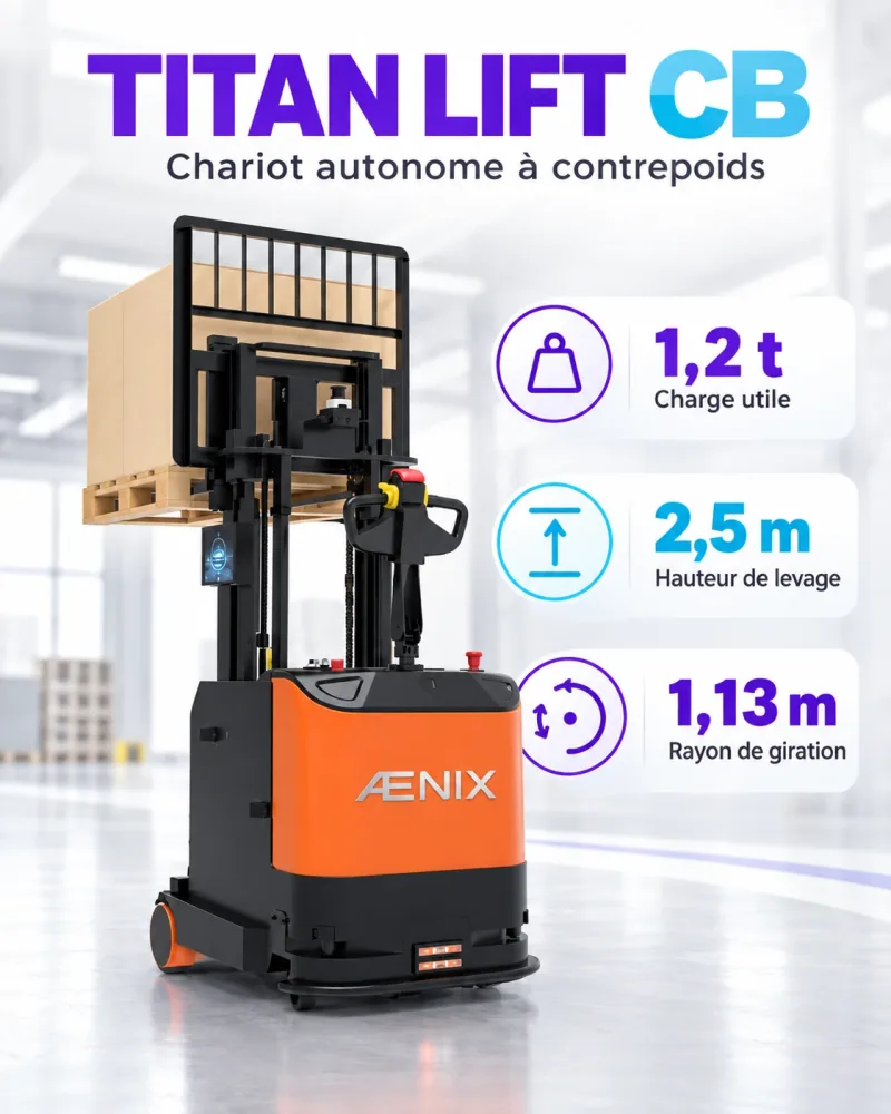 ÆNIX TITAN LIFT CB, à contrepoids, pour les palettes fermées ou posées au sol