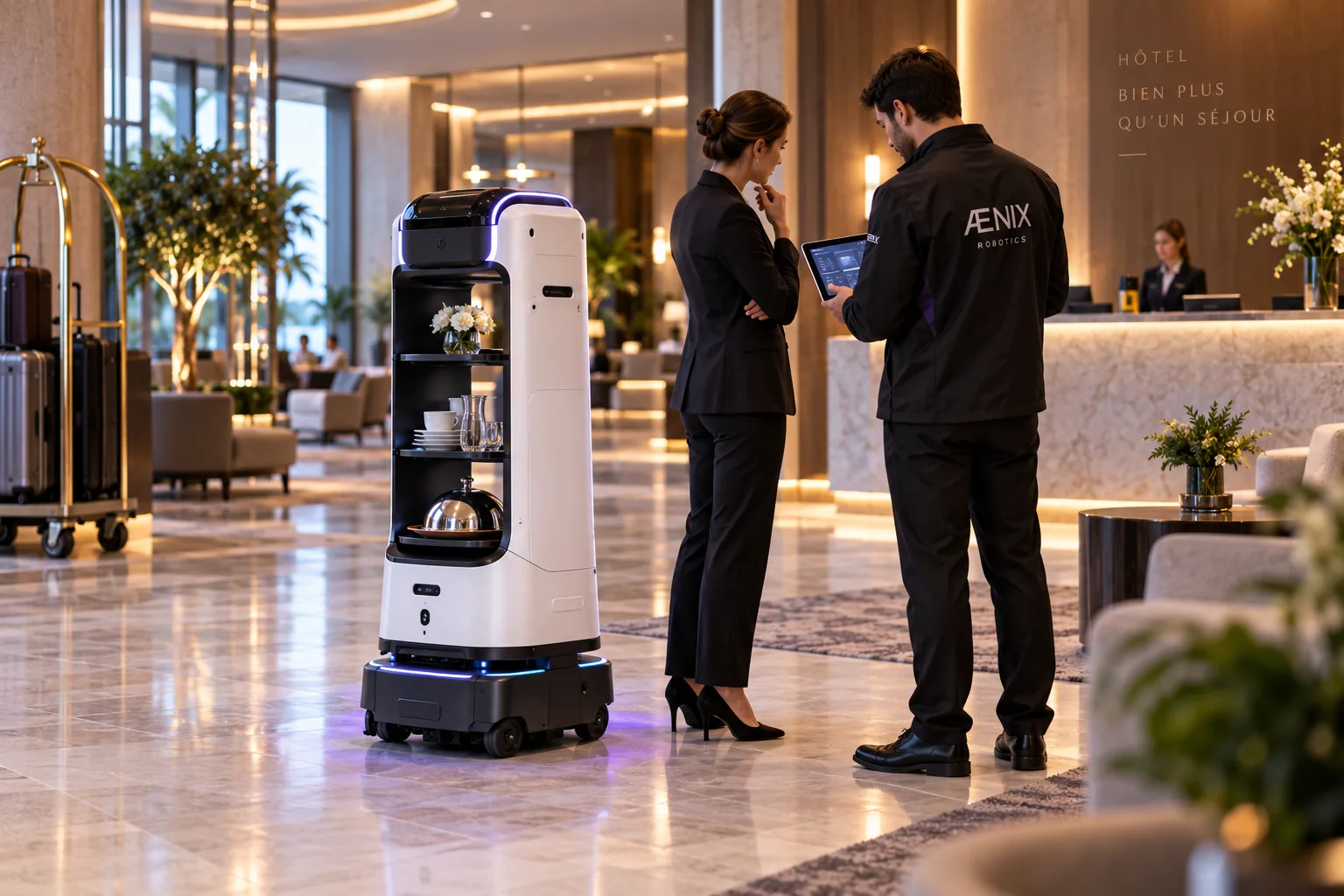 ÆNIX technician deploying a robotic solution in a hotel