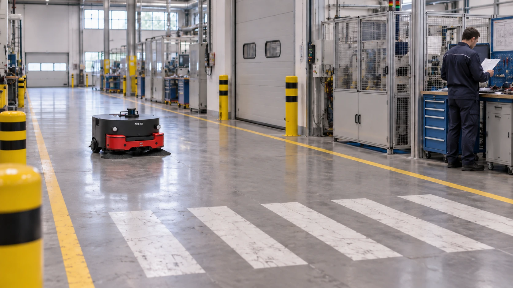 Circulations et zones de travail dans un environnement industriel