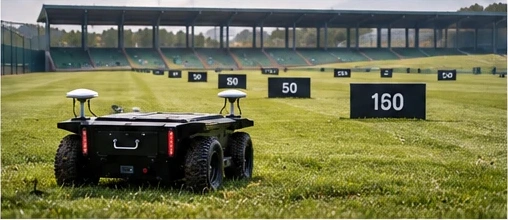 Autonomous mower for a golf practice area
